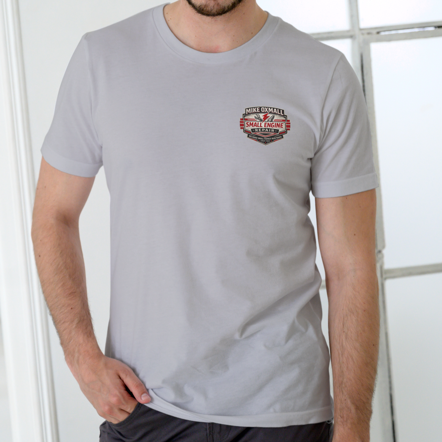 Mike Oxmall Small Engine Repair – Funny Name T-Shirt | Unisex Cotton Tee