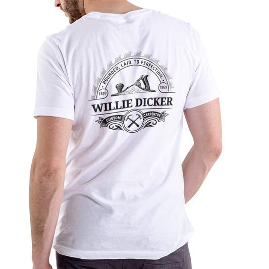 WILLIE DICKER CUSTOM CARPENTRY Funny name T Shirt, Unisex Cotton