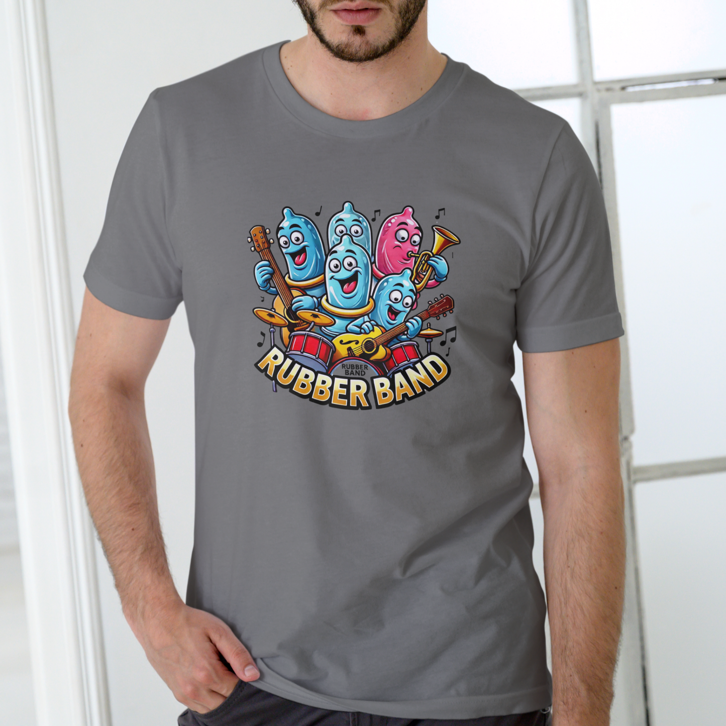 RUBBER BAND Funny T Shirt, Unisex Cotton