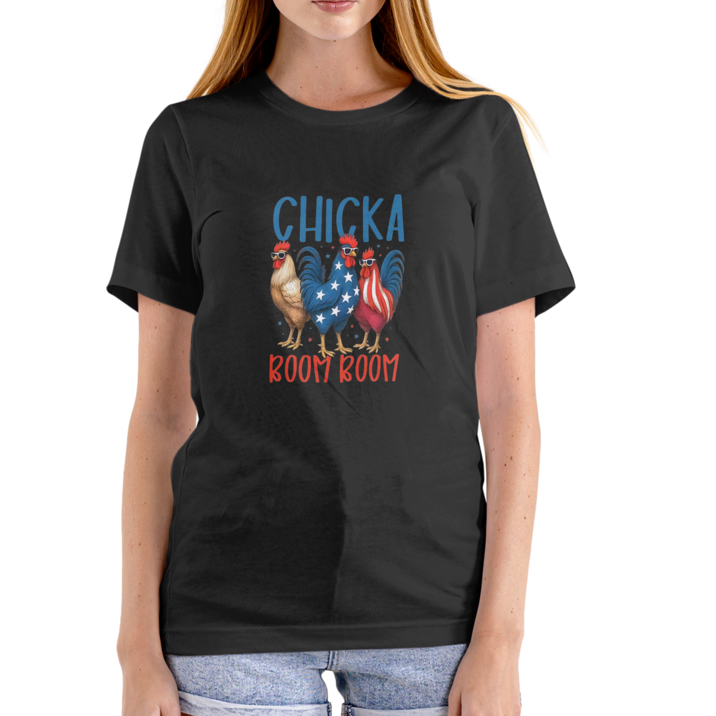 CHICKA BOOM BOOM – Funny July 4th Unisex Cotton T-Shirt