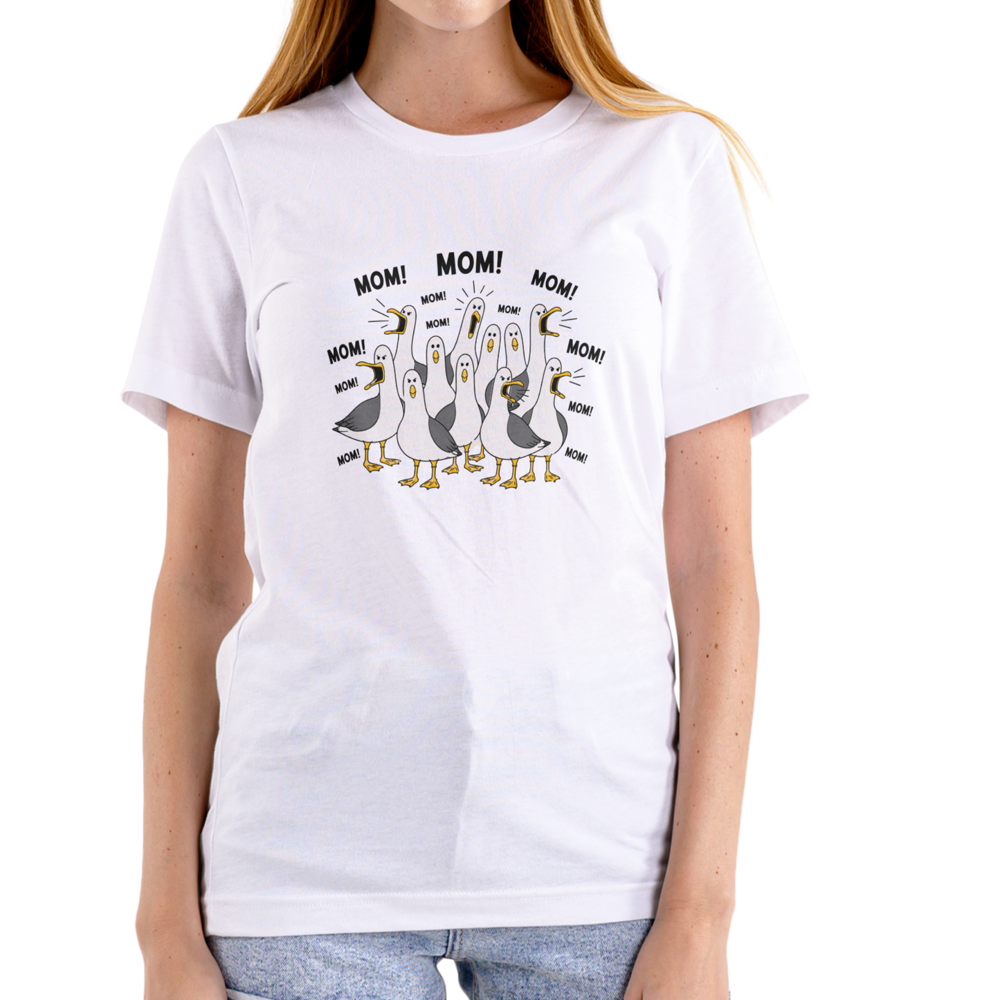 MOM, MOM, MOM Sea Gull T Shirt, Unisex Cotton