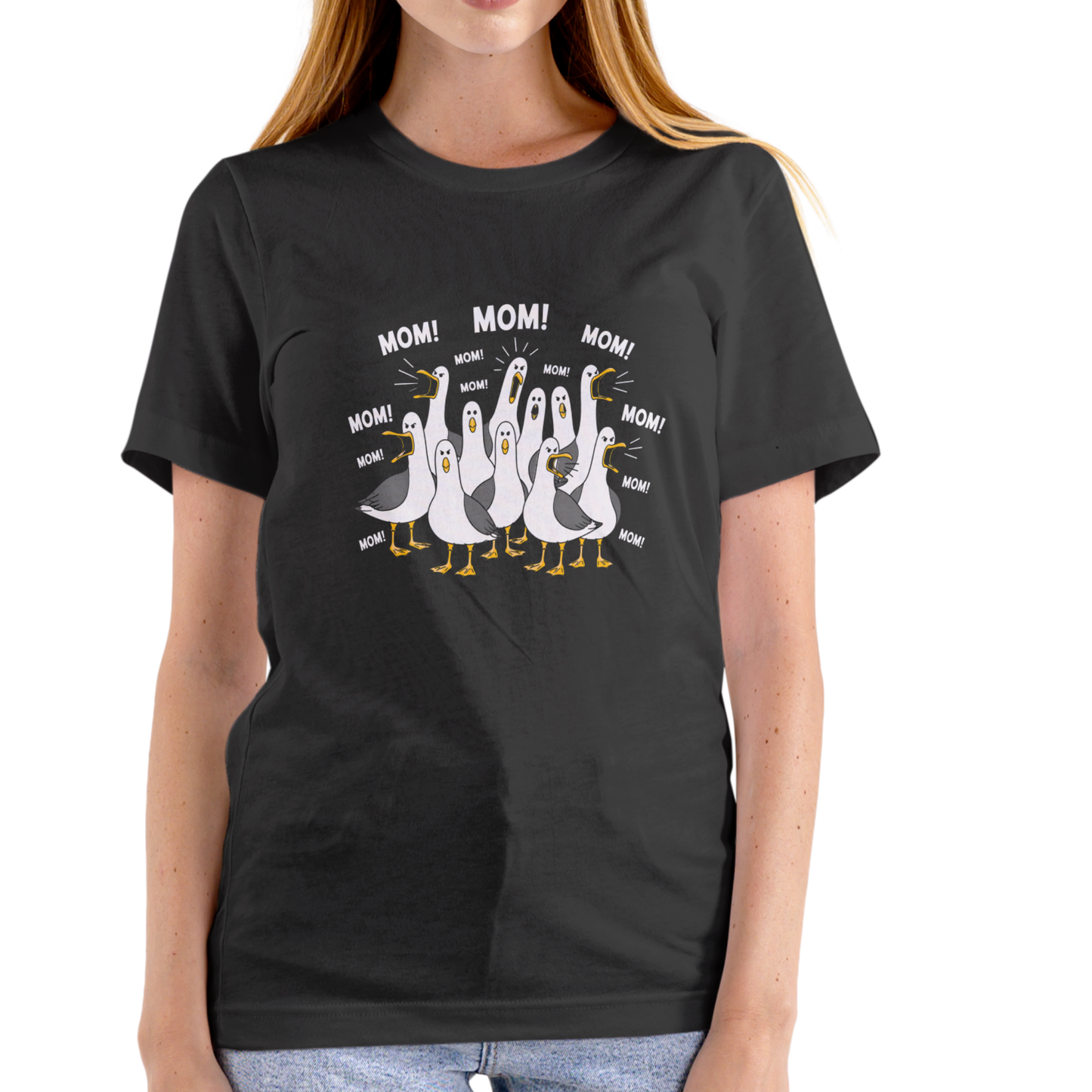 MOM, MOM, MOM Sea Gull T Shirt, Unisex Cotton