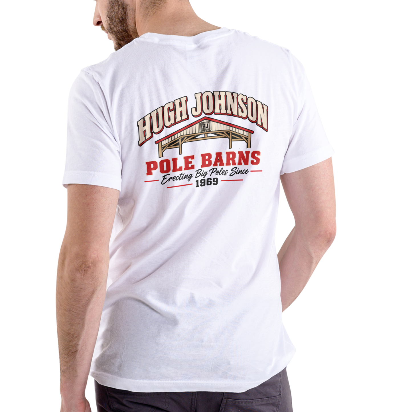 HUGH JOHNSON POLE BARNS Men's Humor Graphic Tee