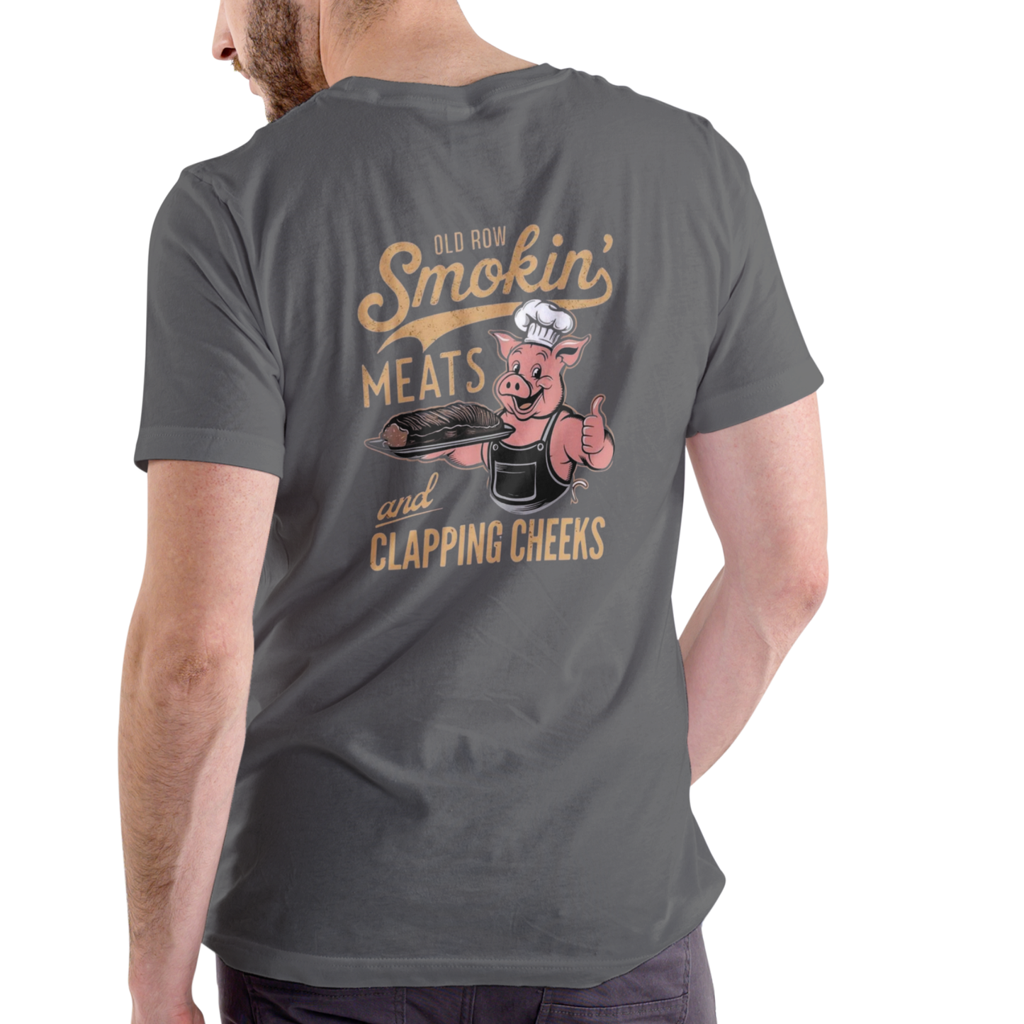 OLD ROW SMOKIN MEATS AND CLAPPIN CHEEKS Funny T Shirt, Unisex Cotton