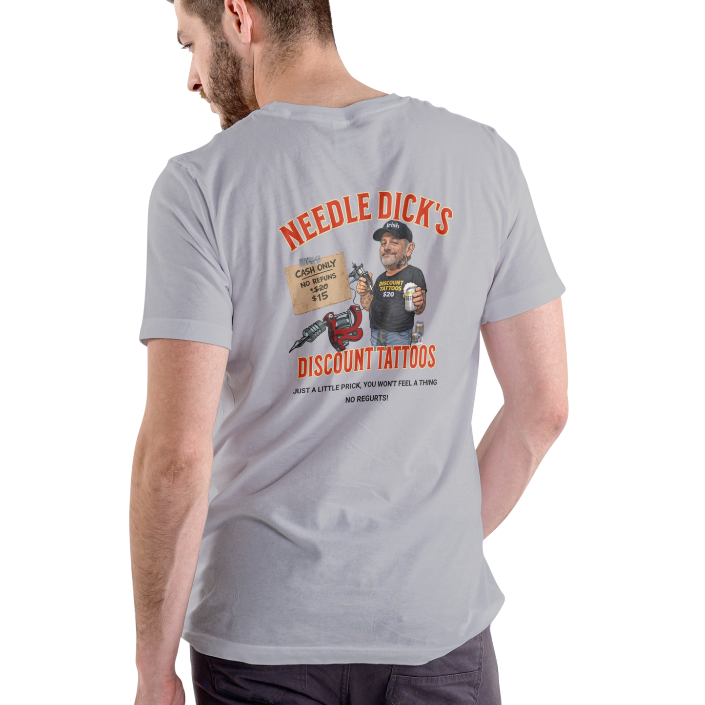 Needle Dick’s Discount Tattoos funny T-shirt.