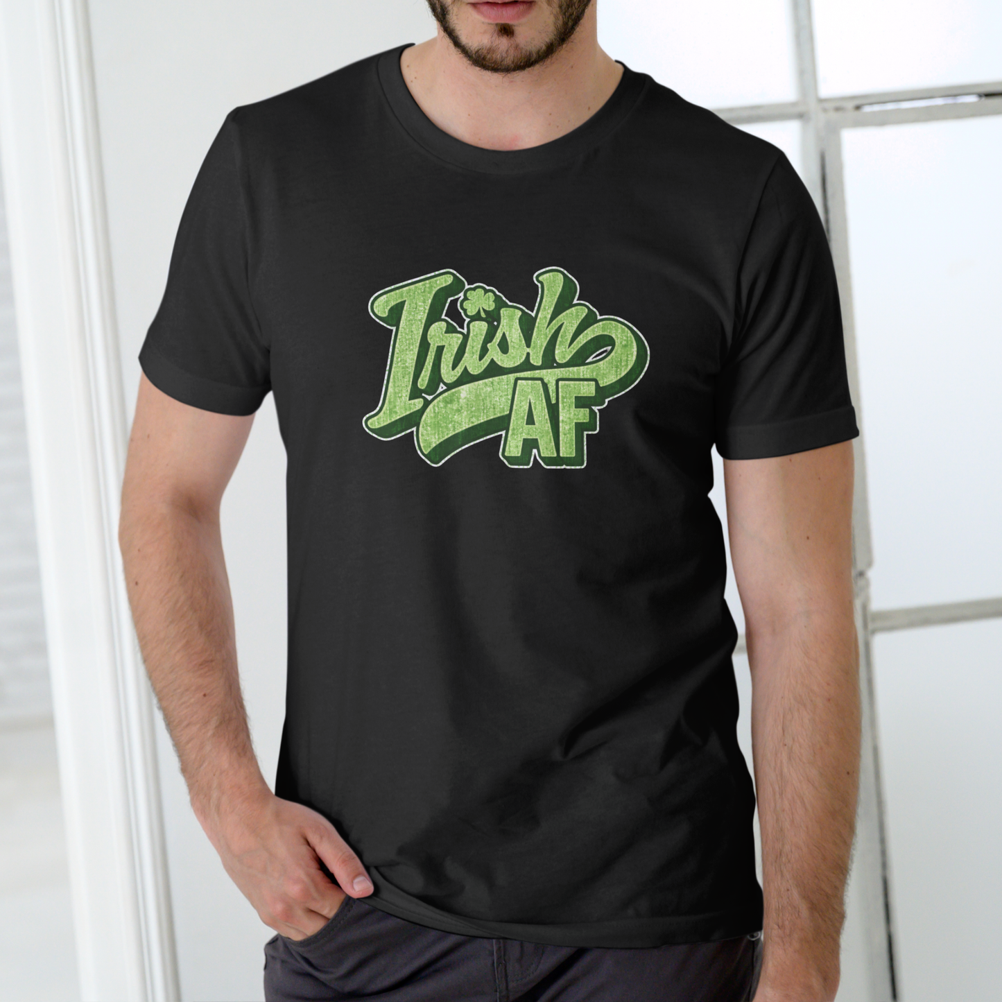 IRISH AF St Patricks Day T Shirt, Unisex Cotton