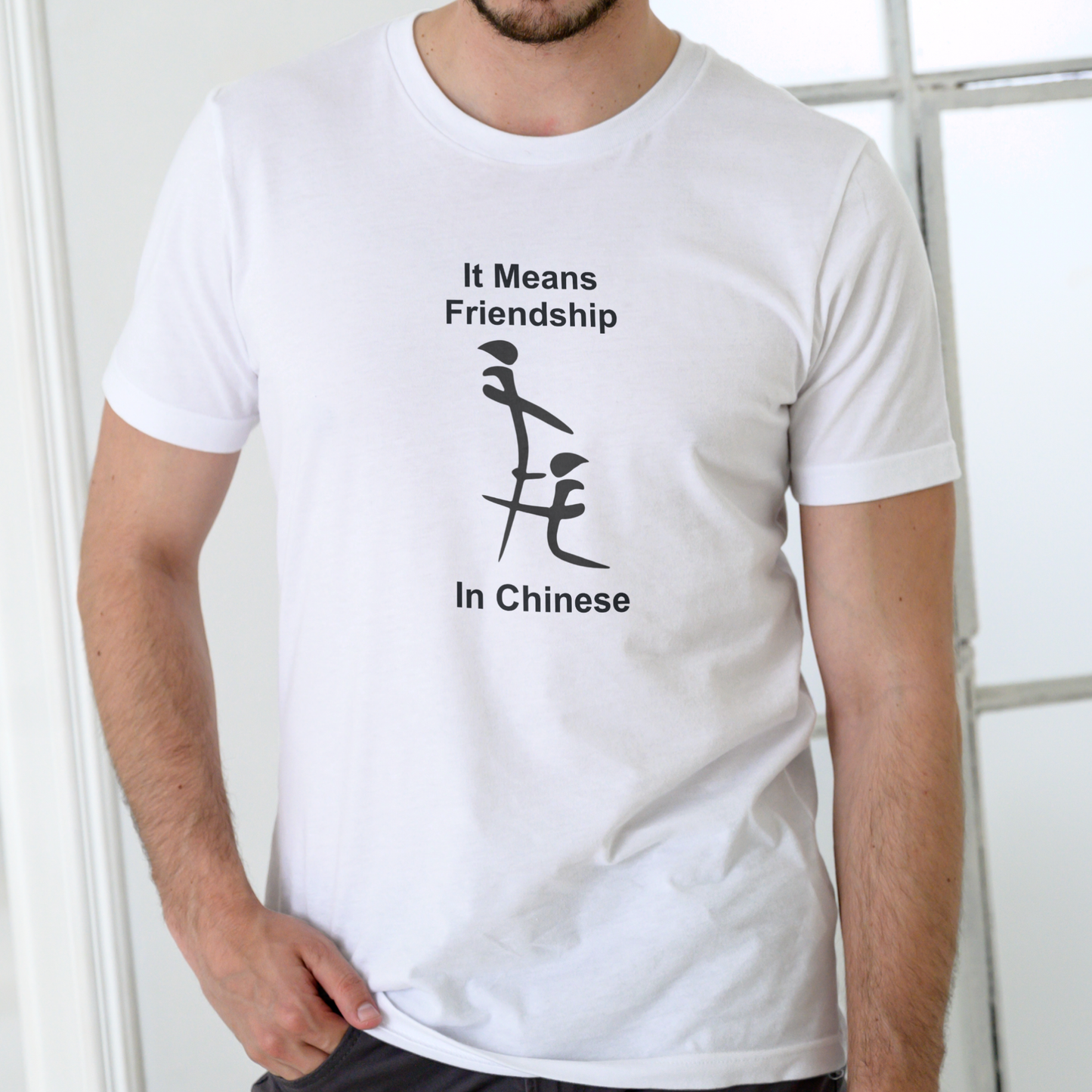 IT MEANS FRIENDSHIP IN CHINESE Funny T Shirt, Unisex Cotton