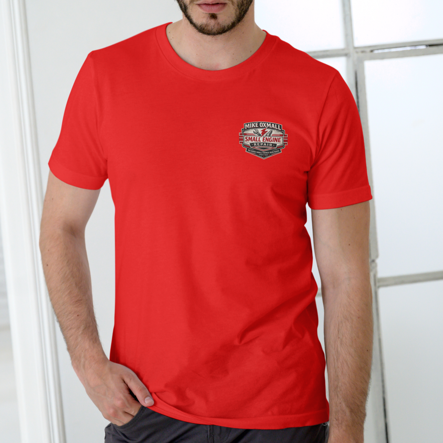 Mike Oxmall Small Engine Repair – Funny Name T-Shirt | Unisex Cotton Tee